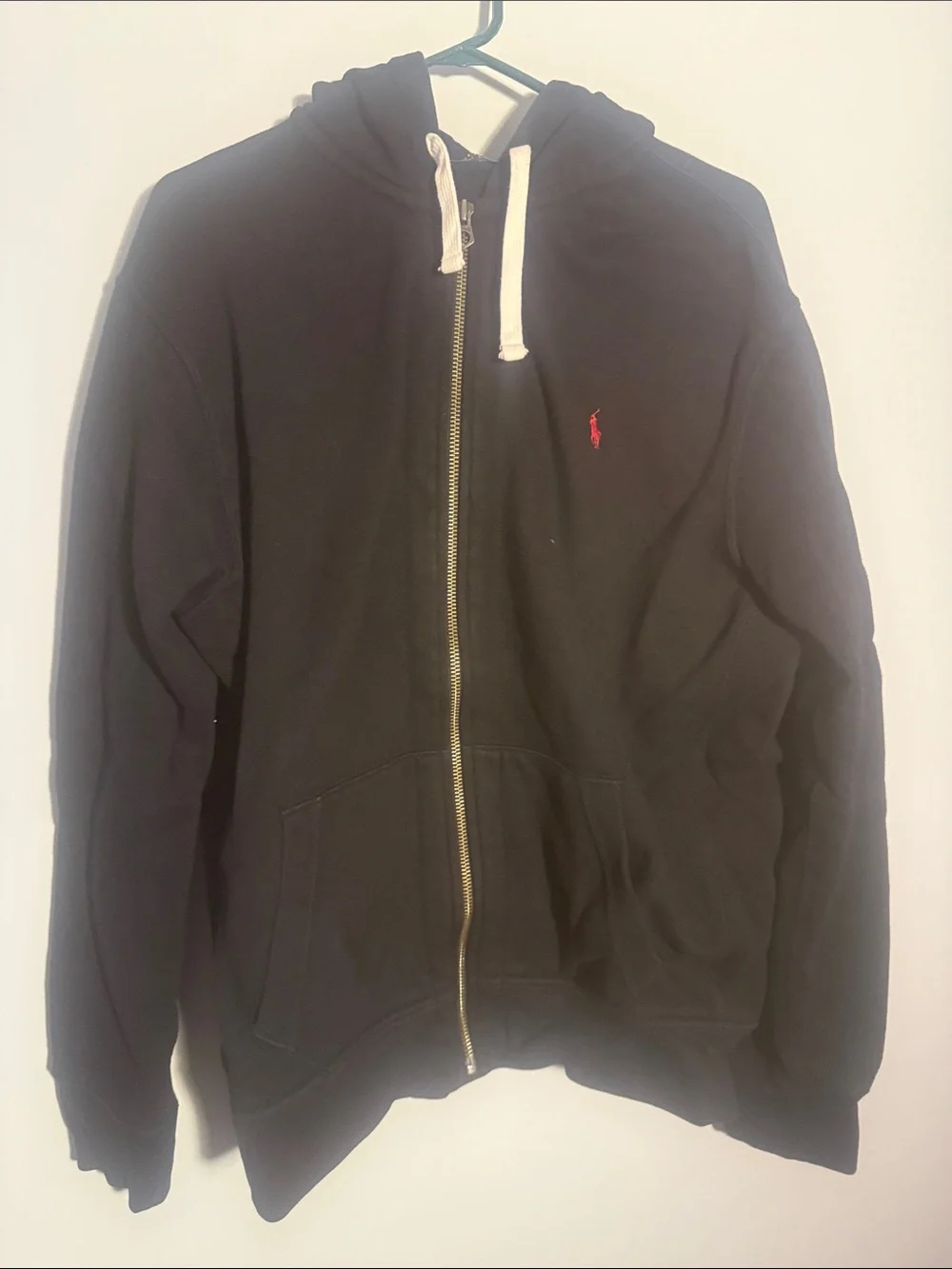 Polo by Ralph Lauren Black Zip-Up Hoodie with Red Pony